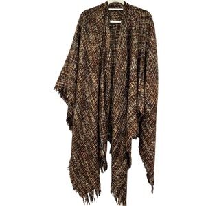 Brown Tweed Women's Poncho Shawl